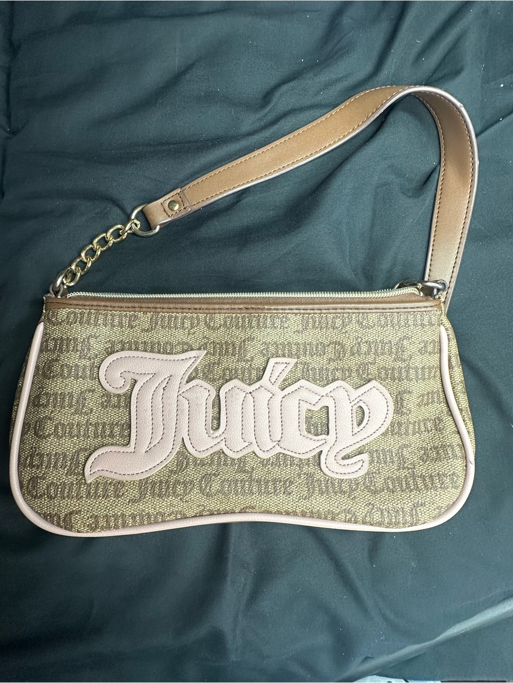 Juicy Couture Olive and Pink Juicy Logo Shoulder Bags